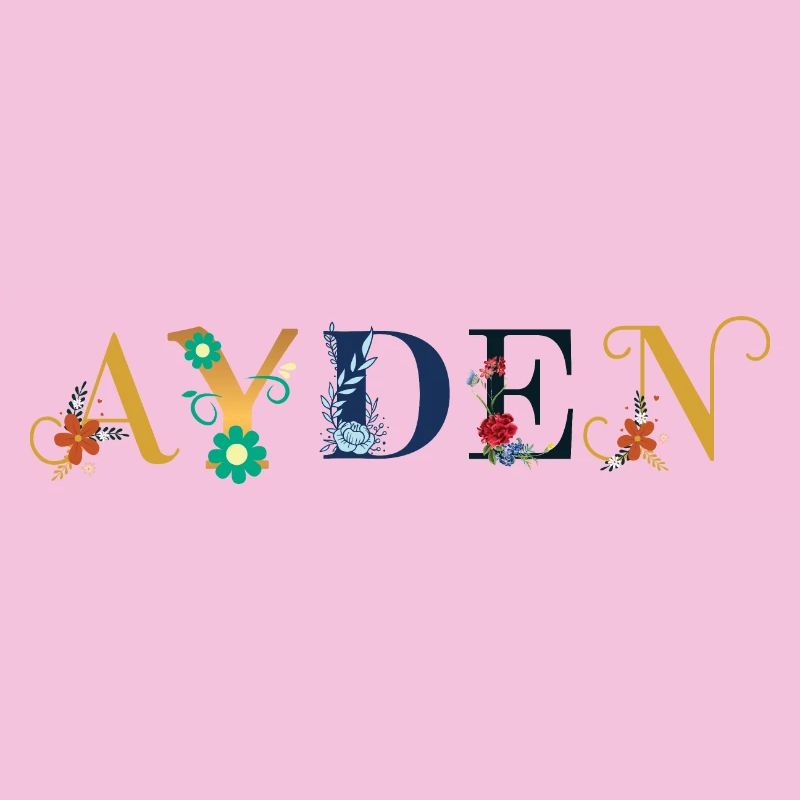 Nom AYDEN orné de fleurs