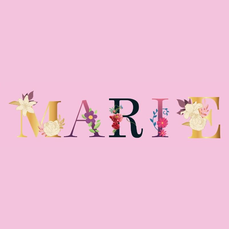 Le prénom de MARIE est décoré de fleurs