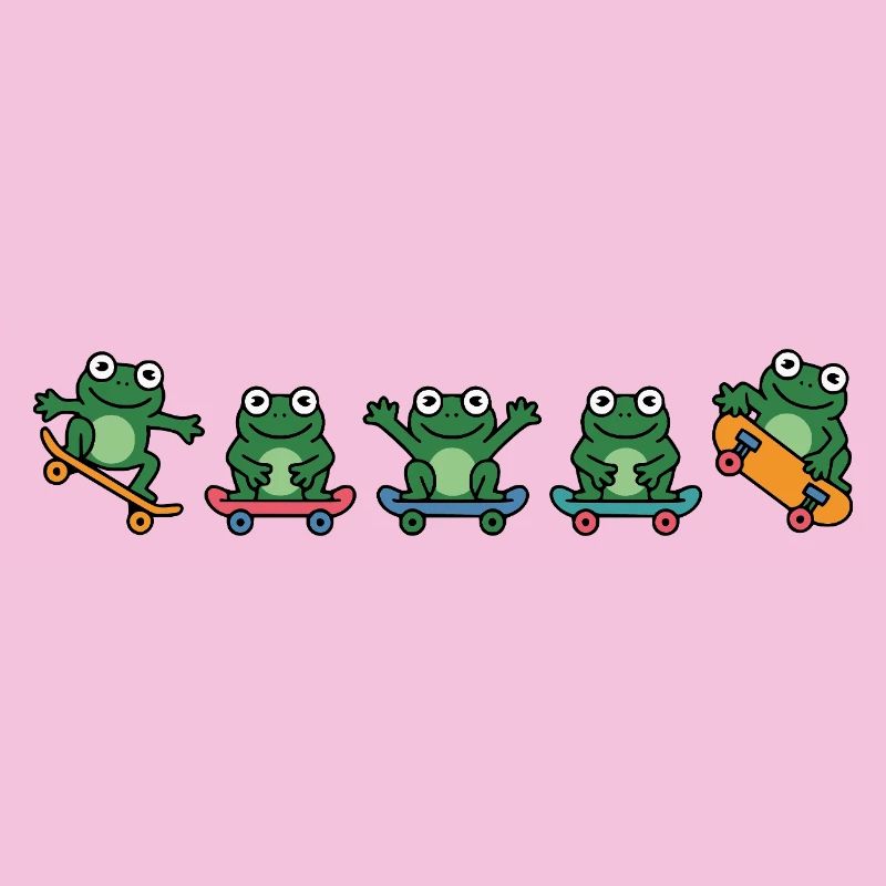 Rangée de grenouilles en skateboard