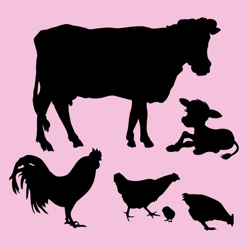 Kuh Kalb Hühner Hahn Küken