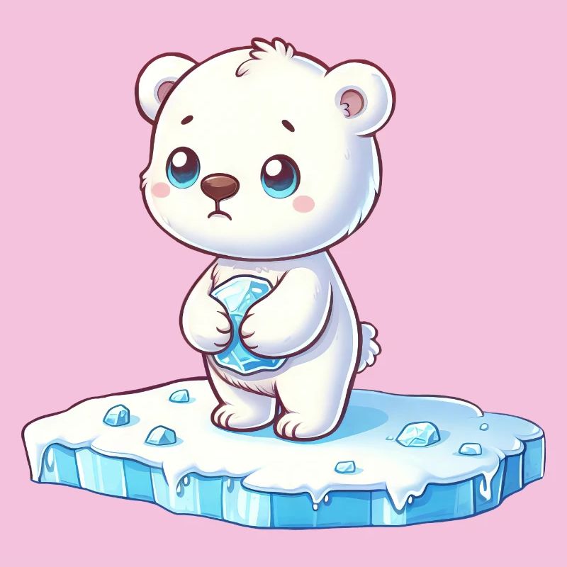 Polar bear on ice floe global warming