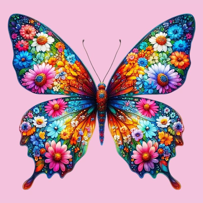 Papillon décoré de fleurs