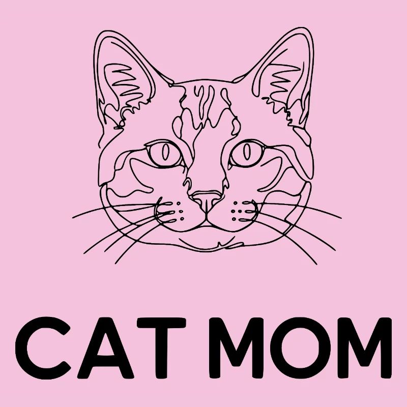 Maman chat – Dessin au trait de chat minimaliste