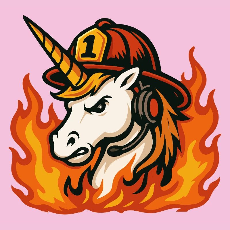 Flammender Einhorn-Feuerwehrmann