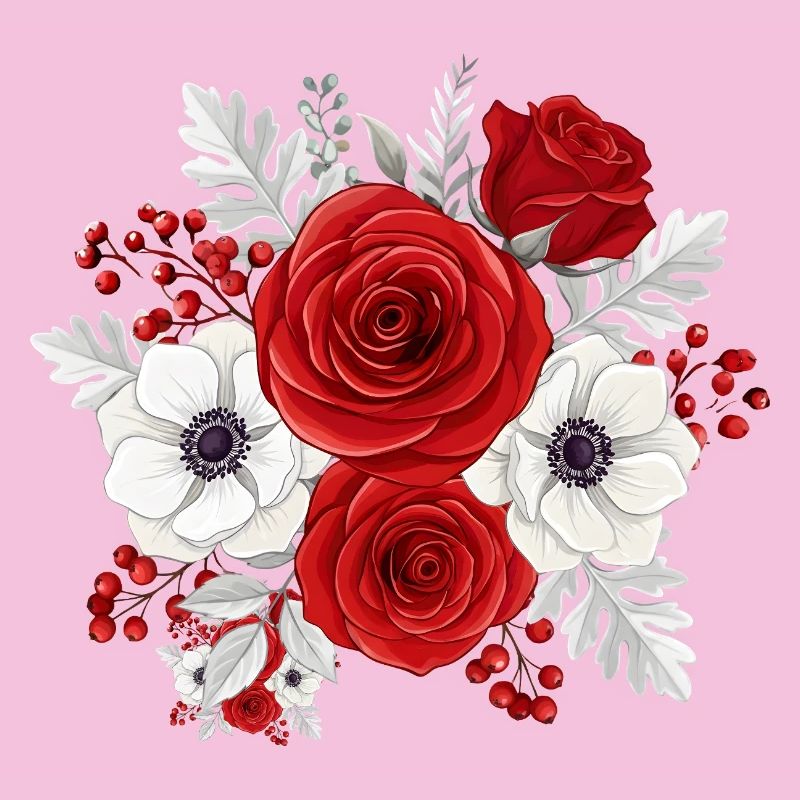 Rot-weißer Blumenstrauß