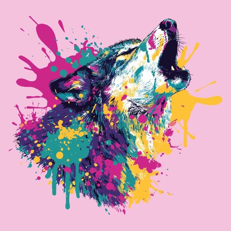 Loup dans le style explosion de couleurs