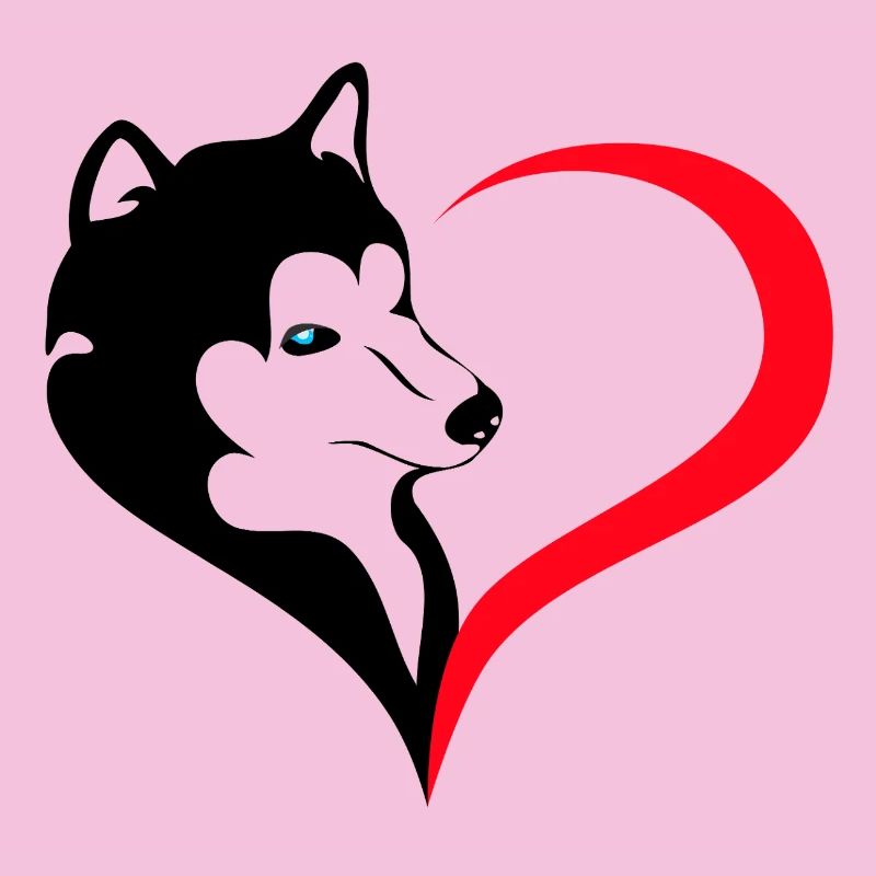 Husky mit Herzzeichen-Silhouette