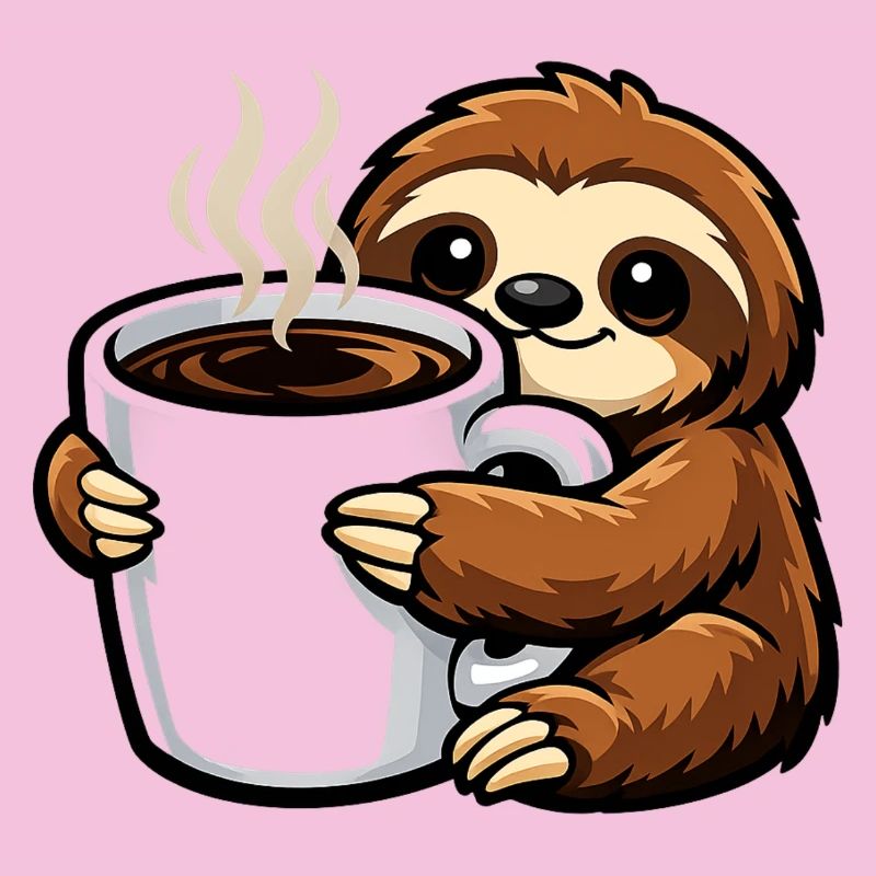 Faultier mit Kaffee-Becher
