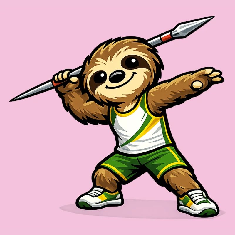 Speerwerfender Sloth Sportheld