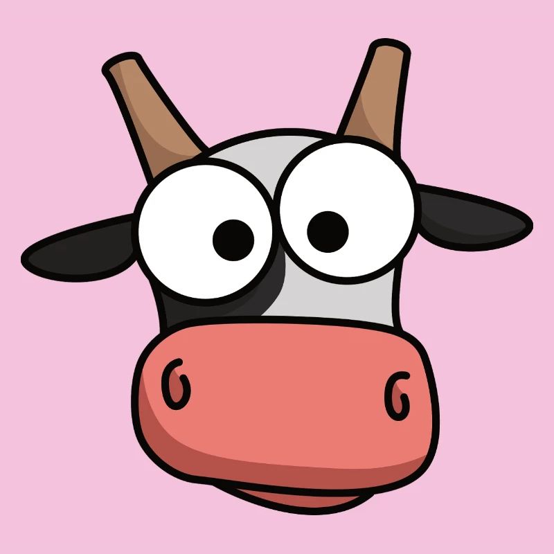 Cow Face Comic with Big Eyes