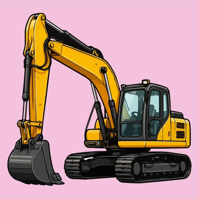 Yellow excavator on construction site