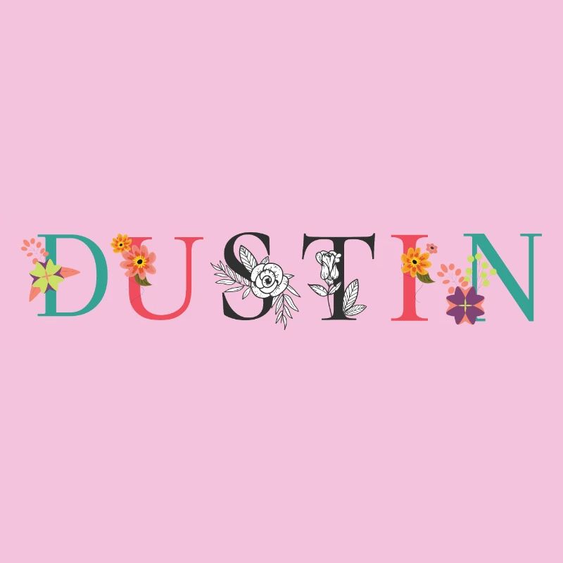 DUSTIN Nom Art avec fleurs brodées