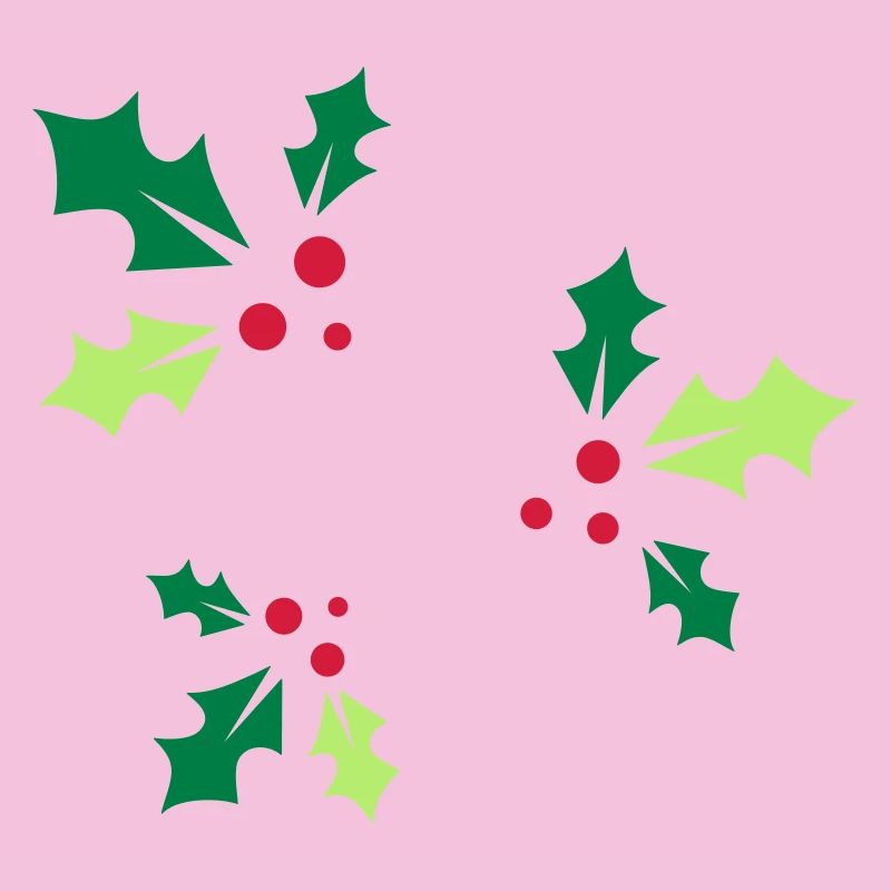 three holly branches with three red berries