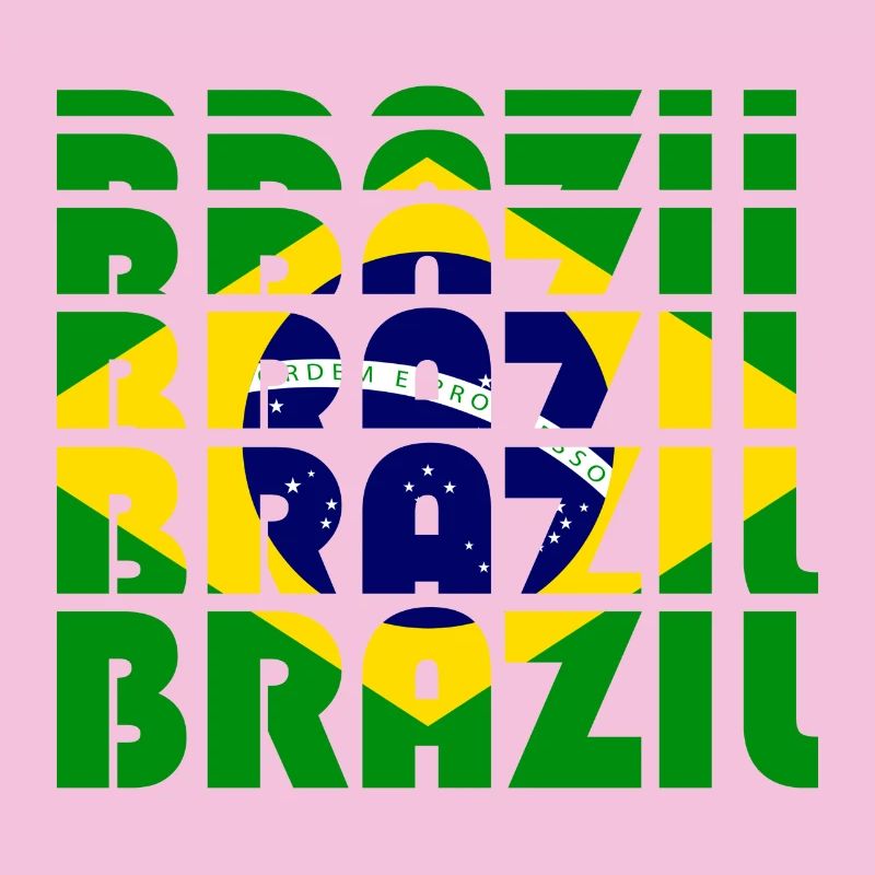 Brazil Flags Grid Pattern