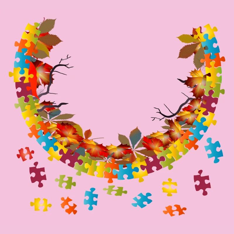 bunter Herbst Rahmen mit Herbst Laub Puzzleteile