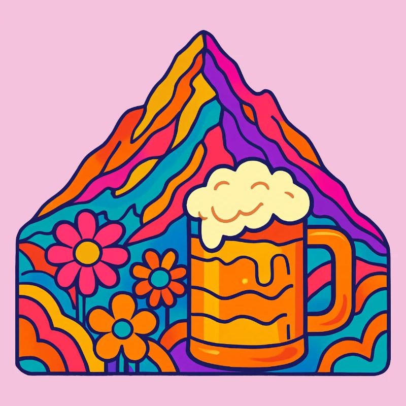Lebendige Berglandschaft mit Bierglas