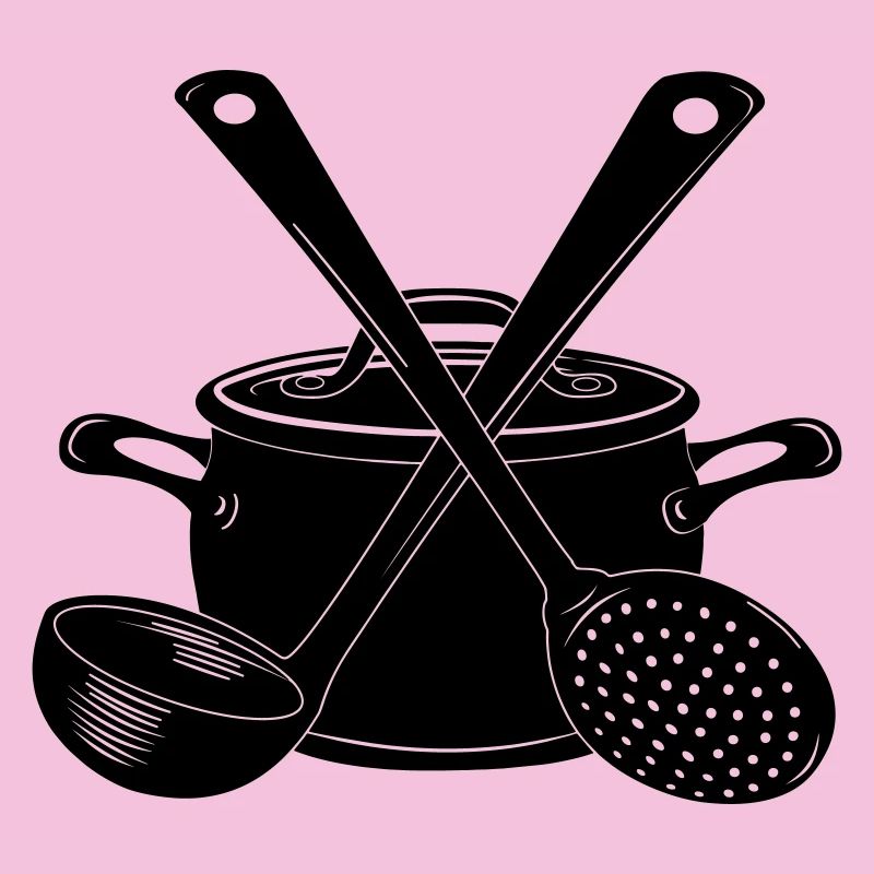 Pan soup spoon and slotted spoon dark