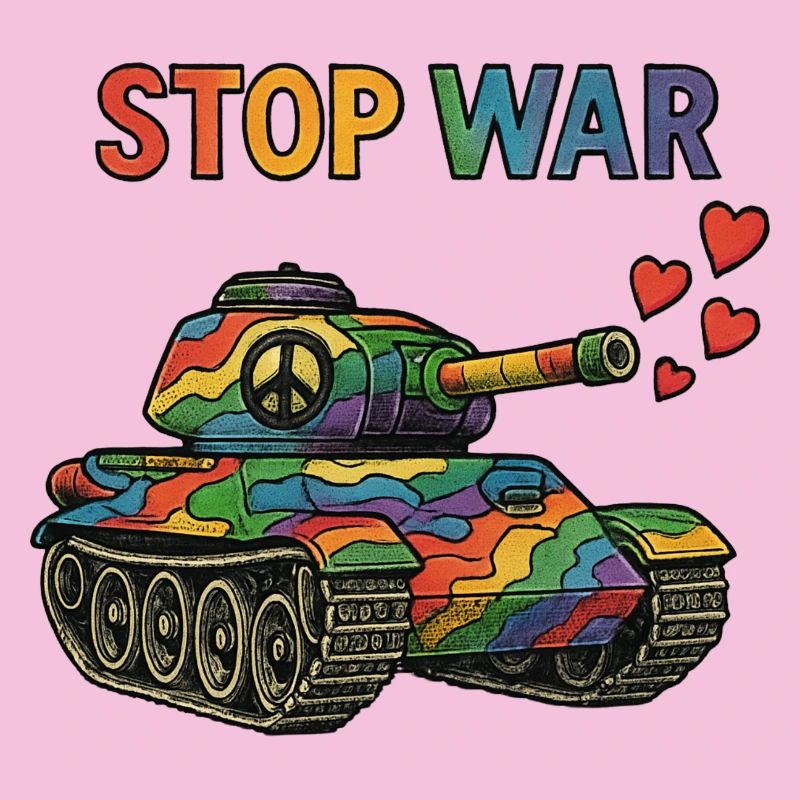 Rainbow Tank with Peace Sign – STOP WAR