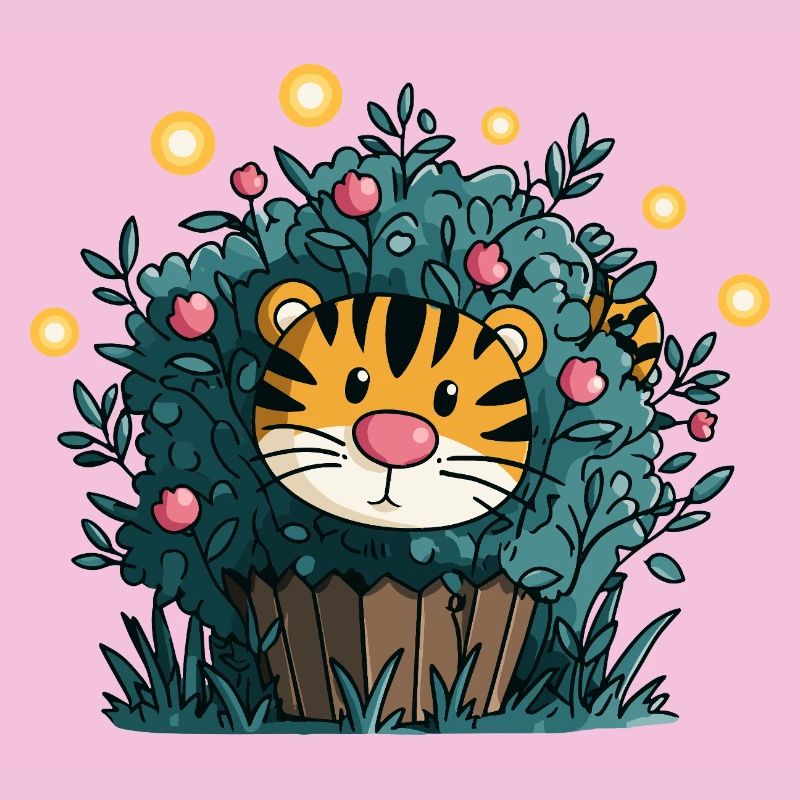 Tiger im Blütenbusch