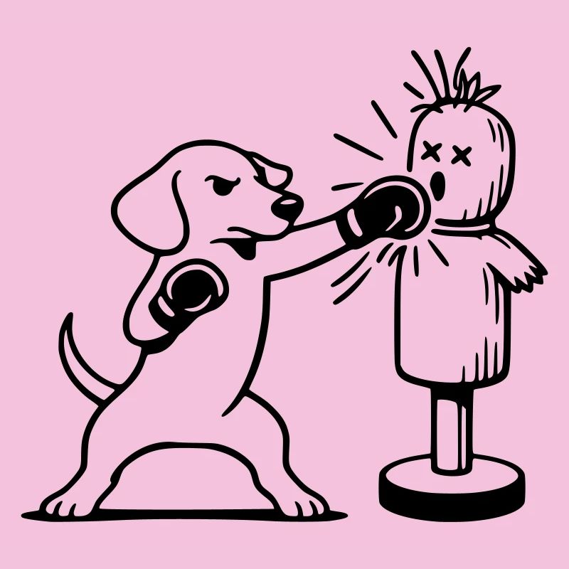 Sparring Dachshund Boxing Line Art