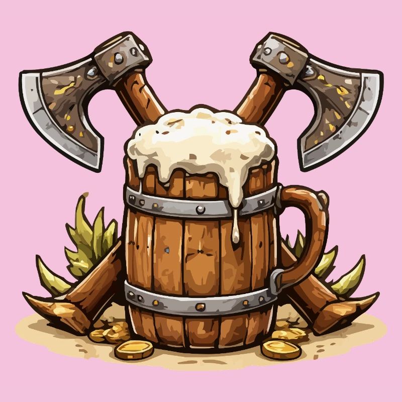 Bierfass mit Äxten Wikinger