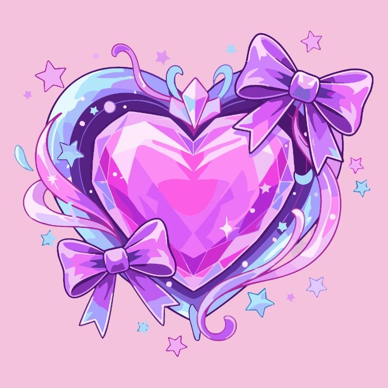 Purple Crystal Heart with Bows