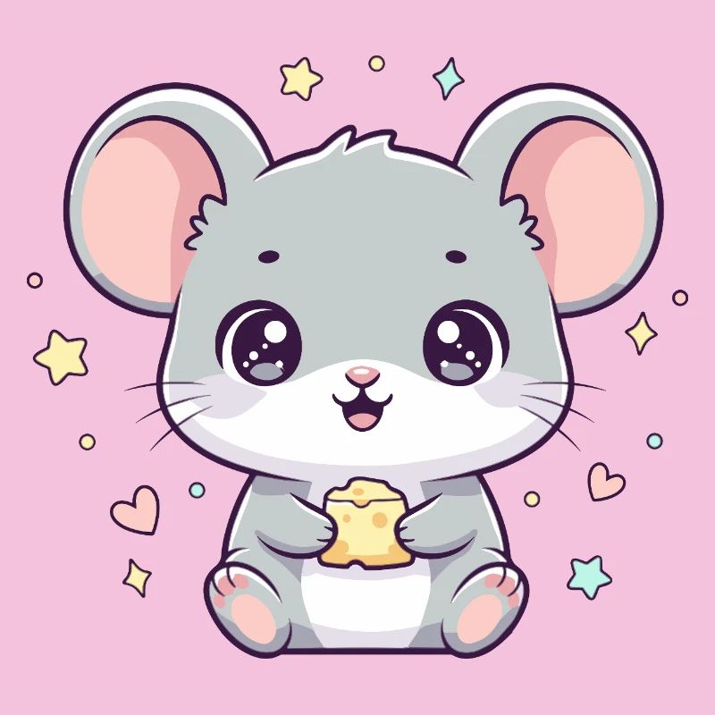 Souris kawaïenne avec du fromage