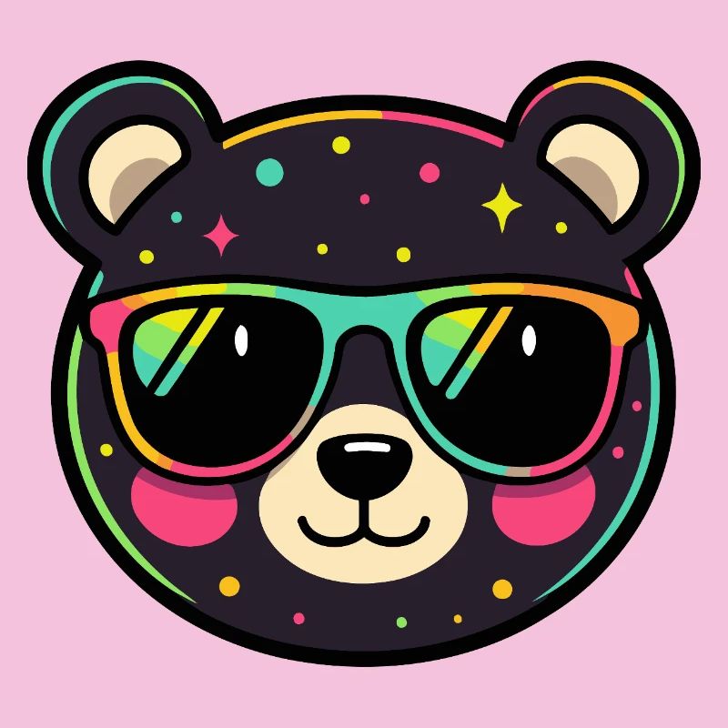 Polychrome Neon Panda with Glasses