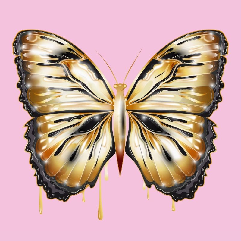 Papillon brillant doré dessiné à la main