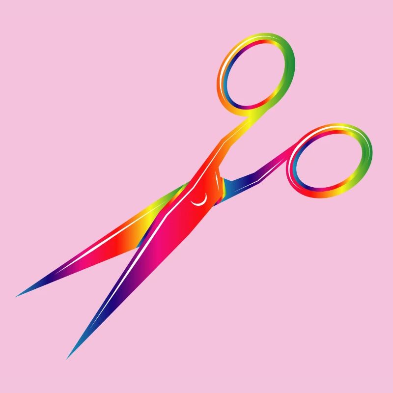 bunte Schere in Regenbogen Farben