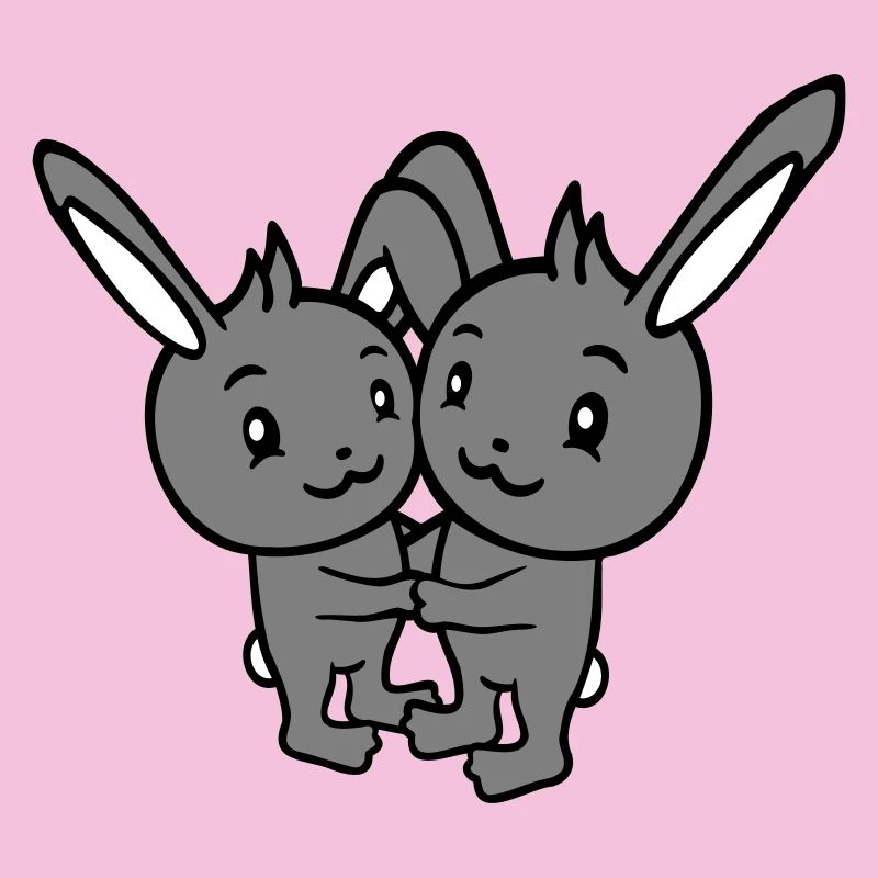 2 lapins deux amis équipe équipage couple câlin mignon
