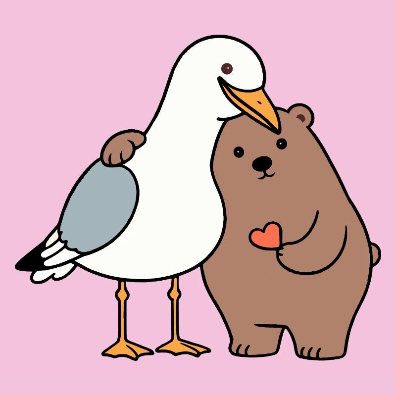 Mer du Nord Mouette Ours Brun Amitié Amour Maigre