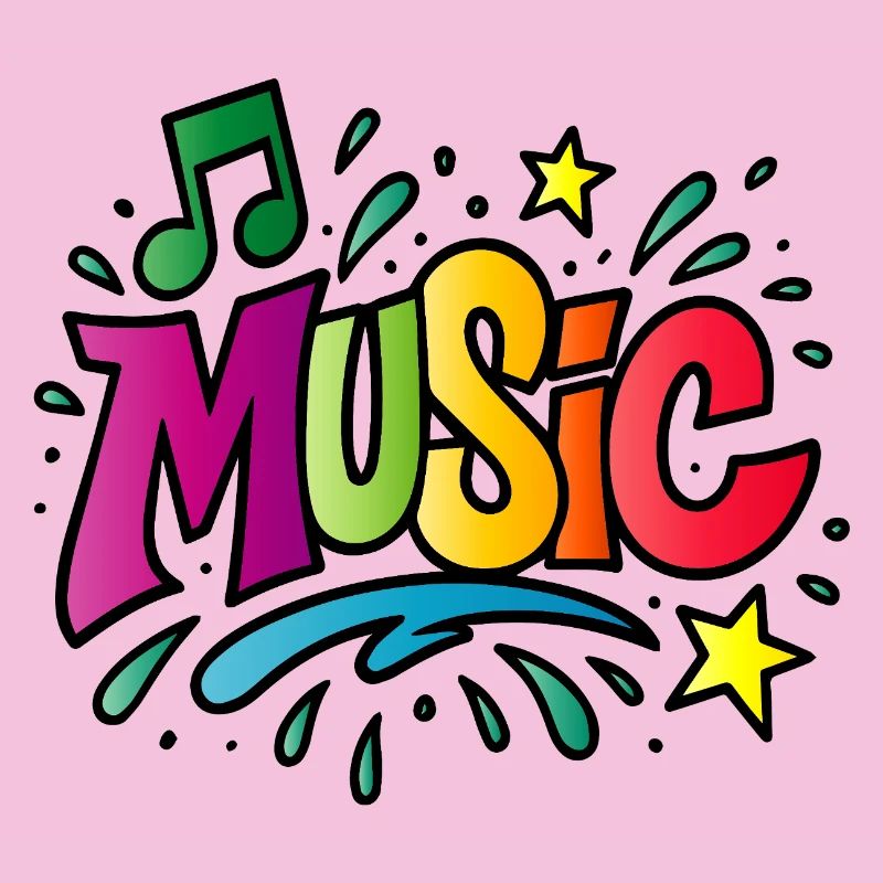 Musique – Typographie colorée avec symbole de note