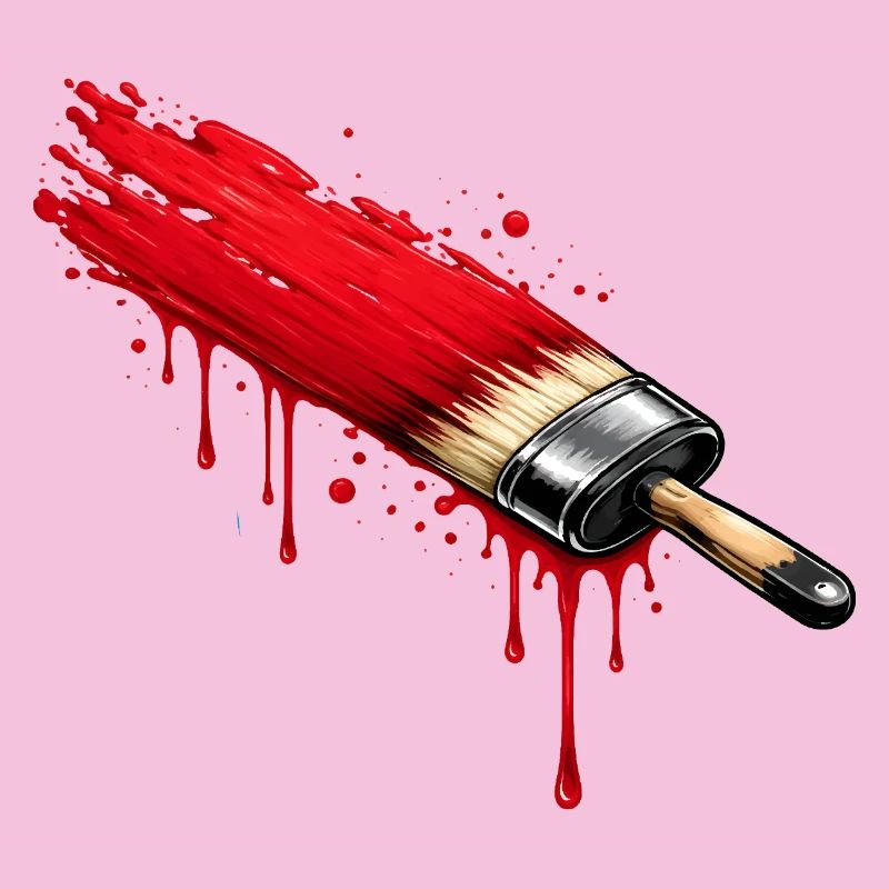 Pinsel mit roter Farbe im Graffiti Stil 