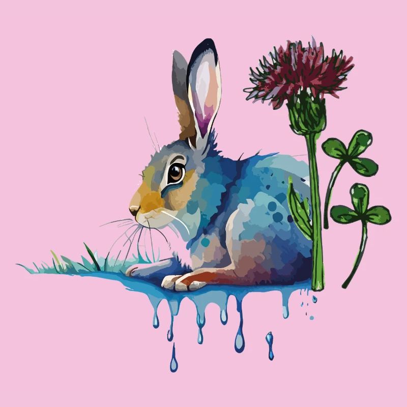 Lapin coloré avec trèfle
