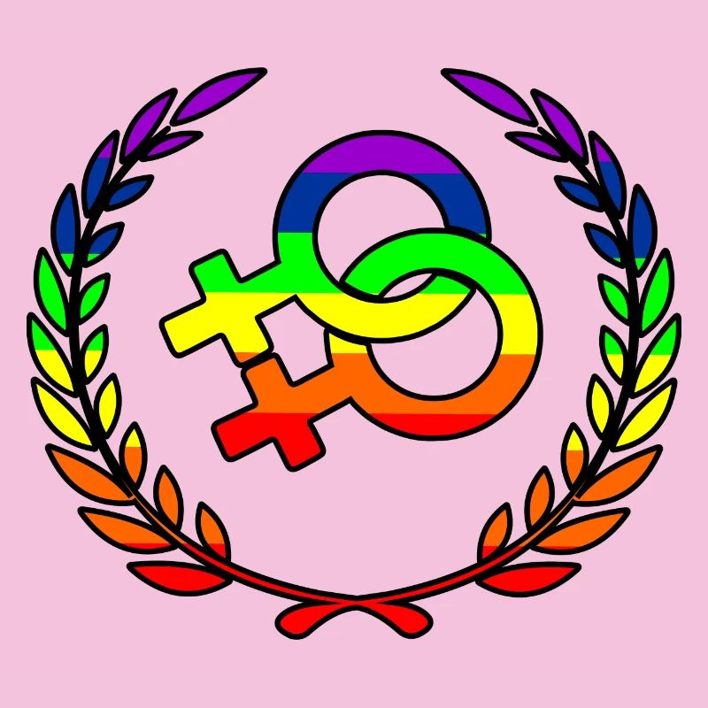 Regenbogenlesbies stolzes Logo Lorbeer Kranz