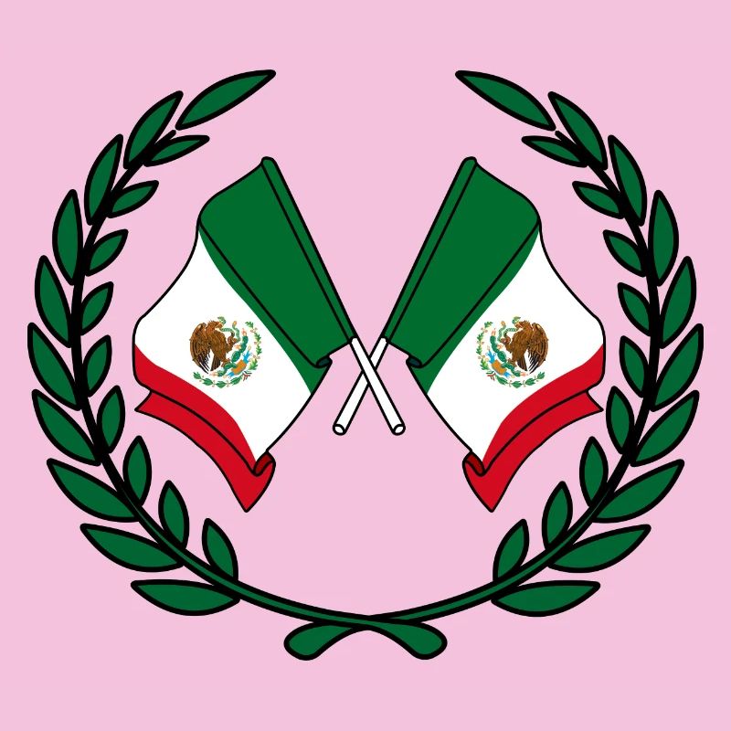 Drapeaux du Mexique en couronne de laurier