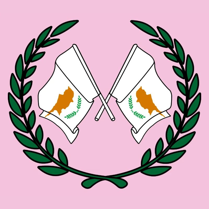 Flags cyprus in laurel wreath