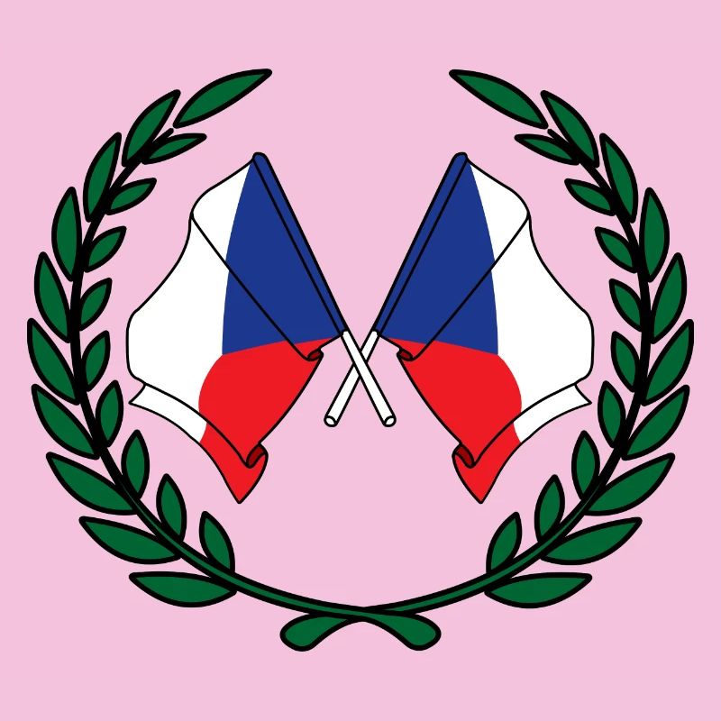 Drapeaux de la République tchèque en couronne de laurier