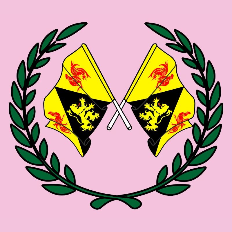 Drapeaux du Brabant wallon en couronne de laurier