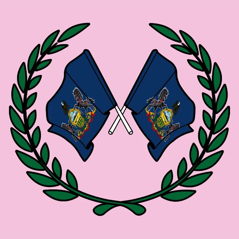 États-Unis, drapeaux de Pennsylvanie en couronne de laurier
