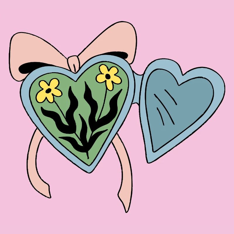 Blumenmedaillon mit Herzband