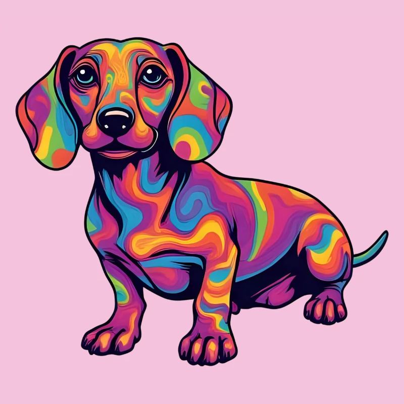 Psychedelischer Dackel Farbexplosion Pop Art 
