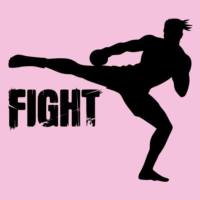 Silhouette de kickboxeur avec combat textuel