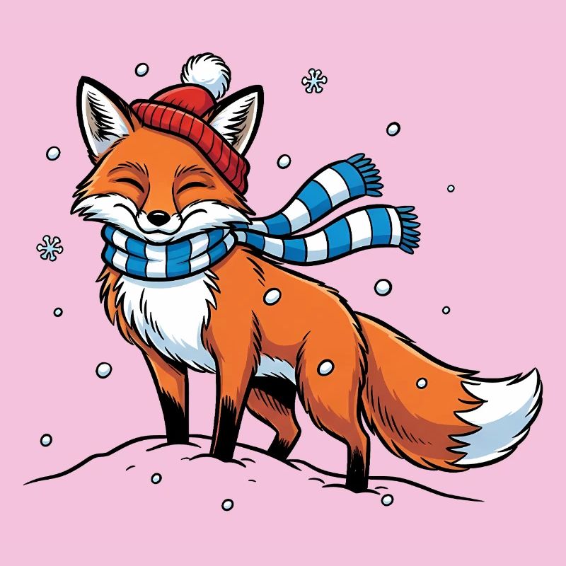 Winterfuchs mit Schal