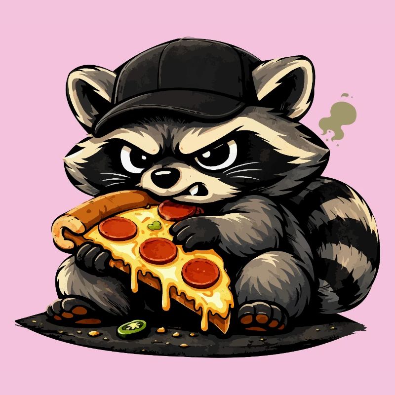 Pizza-Raccoon mit Hut