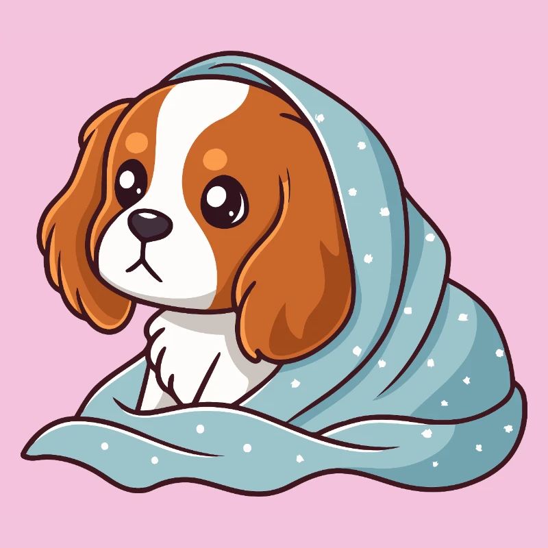 Beagle wrapped up in blue
