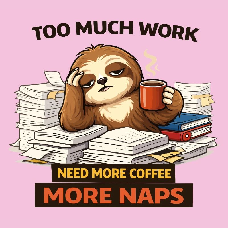 Too Much Work Sloth Coffee Naps