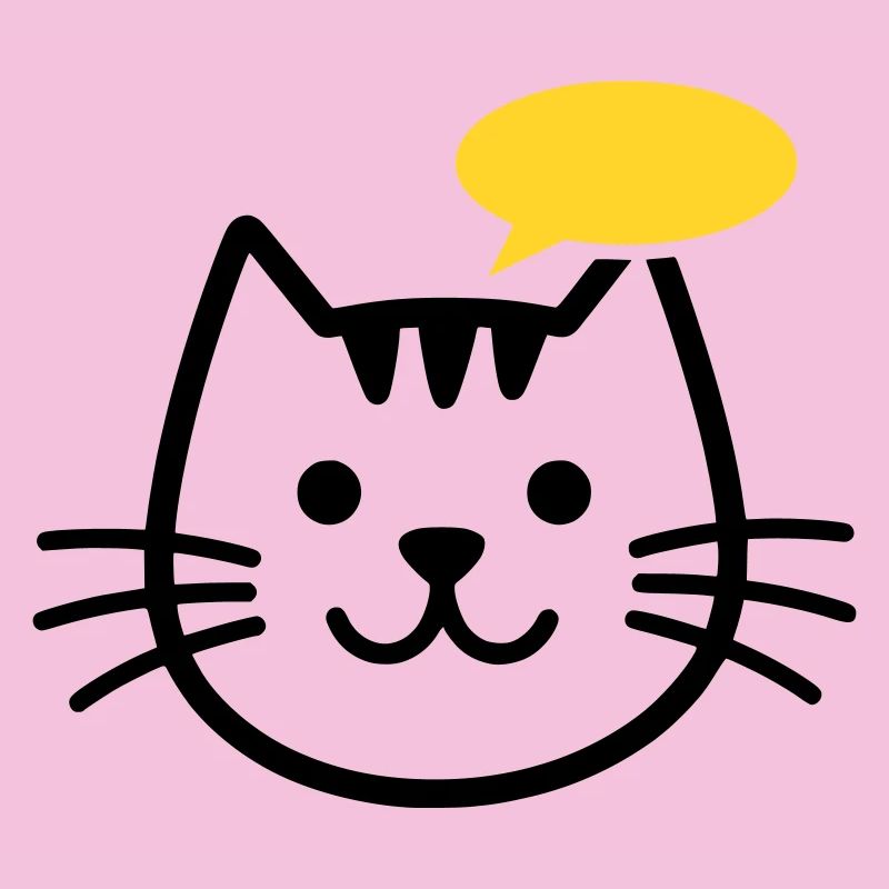 Cat head with yellow speech bubble