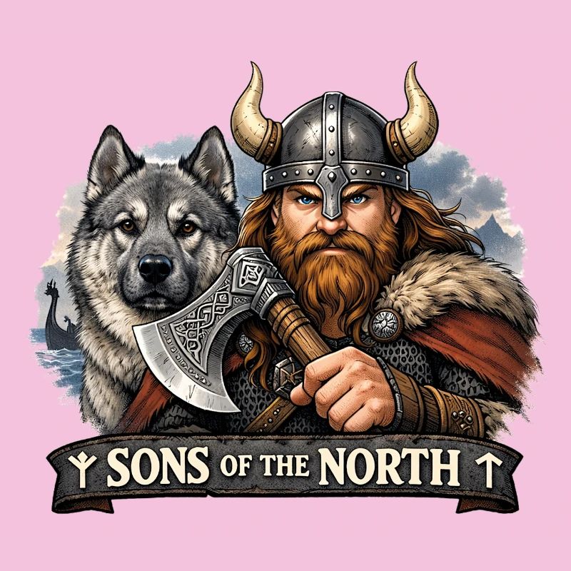 Wikinger mit einem Jagdhund